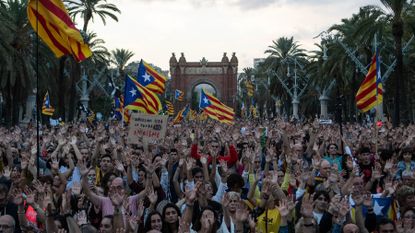 Pro-independence supporters gather in Barcelona in 2018 on the first anniversary of the referendum