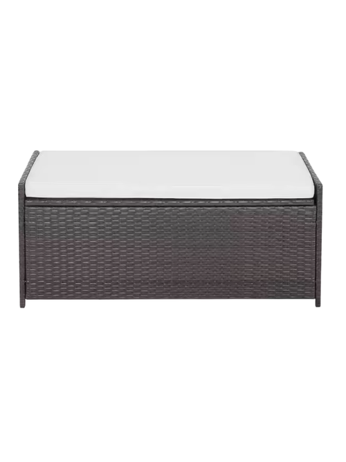 Rattan Outdoor Storage Bench with Seat Cushion 