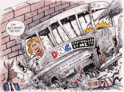 Political cartoon U.S. Hillary Clinton DNC meddling Bernie