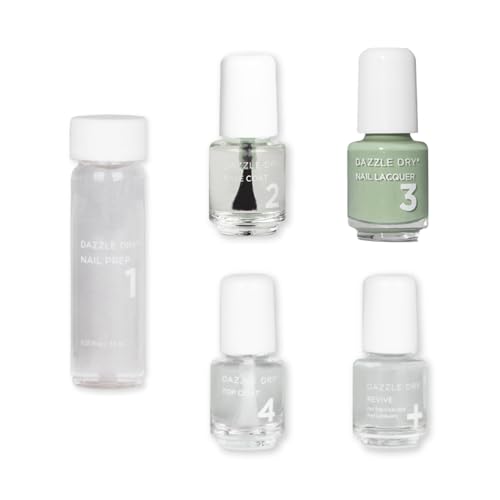 Dazzle Dry Mini Kit 4 Step System - Cardigan - a Warm Sage Green. Full Coverage Cream. (5 Piece Kit / 5 Manicures)