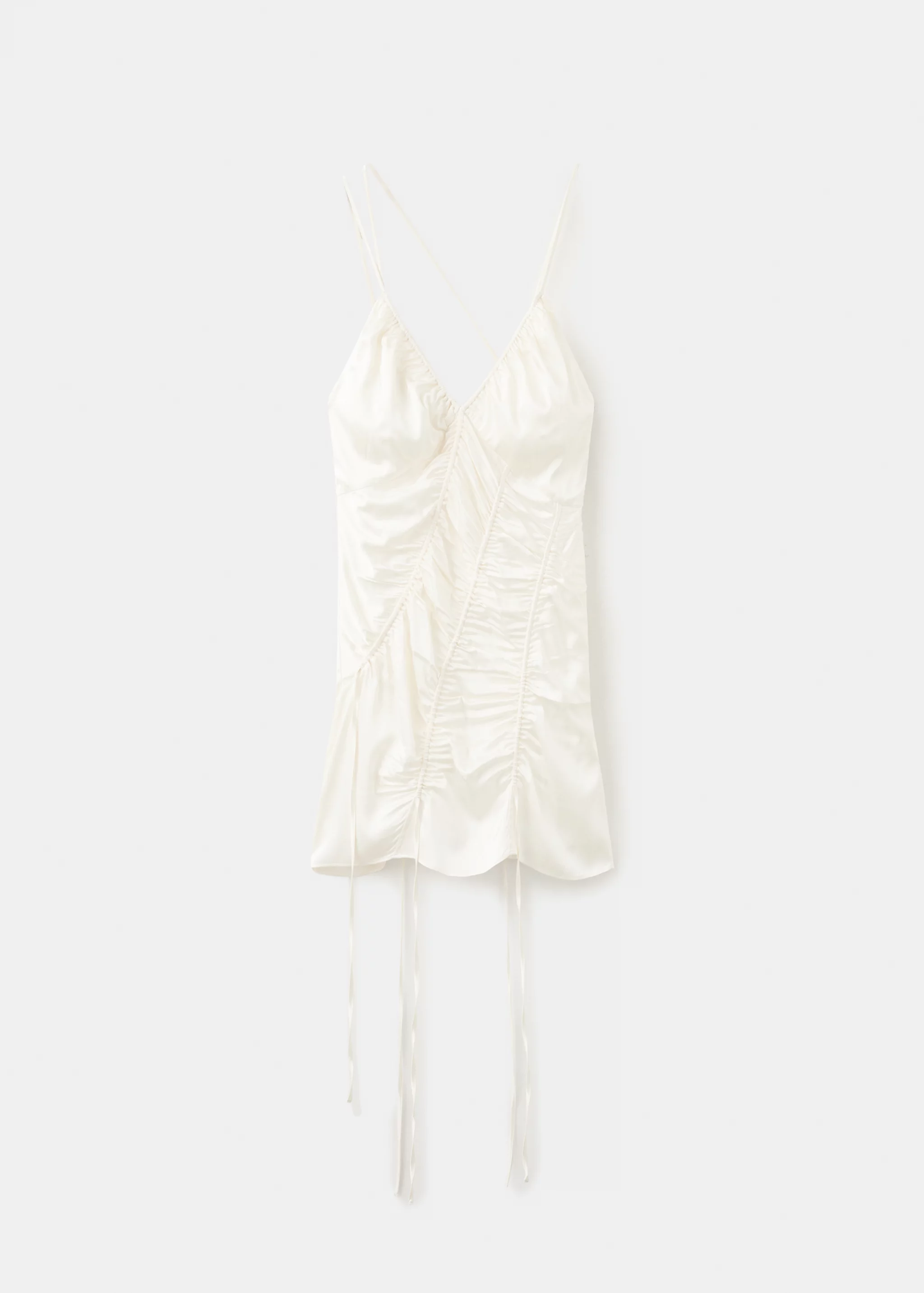 Satin-Finish Dress With Adjustable Ruching - Women | Mango Usa