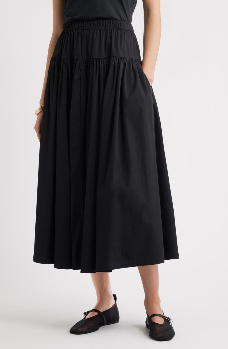 Tiered Cotton Poplin Maxi Skirt