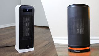 A composite shot with the Morento Smart Space Heater on the left and the Govee Smart Space Heater on the right