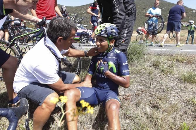 Nairo Quintana (Movistar) suffered a broken scapula
