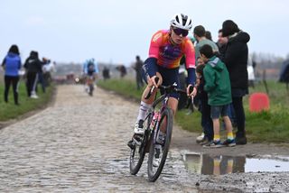 ROUBAIX FRANCE APRIL 08 Lotte Kopecky of Belgium and Team SD Worx competes during the 3rd ParisRoubaix Femmes 2023 a 1454km one day race from Denain to Roubaix UCIWWT on April 08 2023 in Roubaix France Photo by Tim de WaeleGetty Images