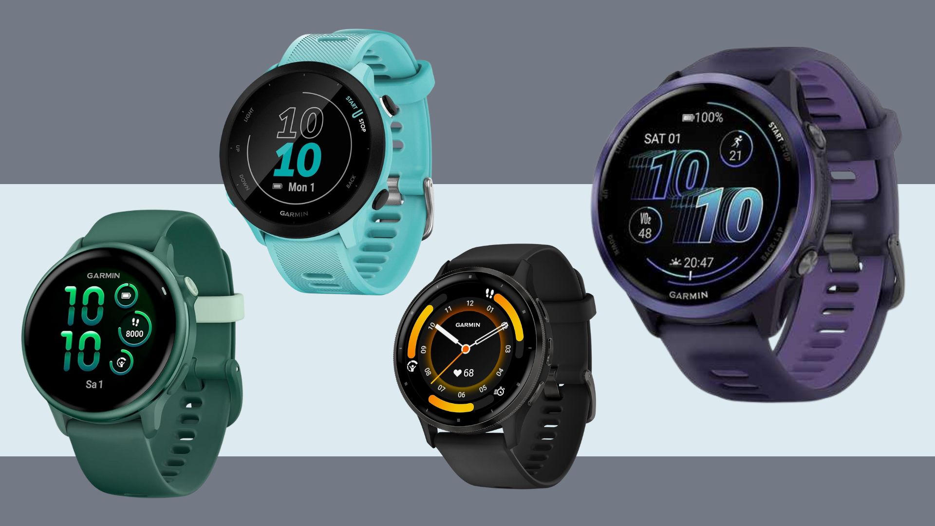 Garmin Forerunner 55, 570, Venu 3, Vivoactive 6 as featured in the Garmin sale