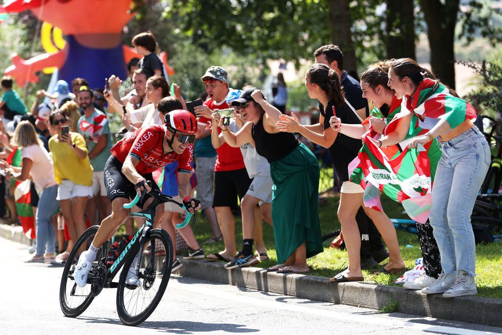 BAYONNE FRANCE JULY 03 Laurent Pichon of France and Team ArkaSamsic competes in the breakaway during the stage three of the 110th Tour de France 2023 a 1935km stage from AmorebietaEtxano to Bayonne UCIWT on July 03 2023 in Bayonne France Photo by Michael SteeleGetty Images