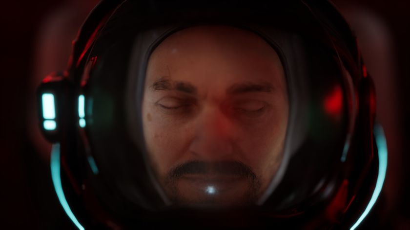 Jan Dolski with his eye closed in an astronaut.