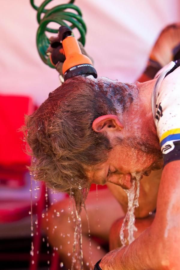 Karl Platt cools off after stage two of the 2010 Absa Cape Epic