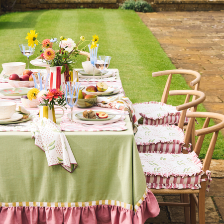 Habitat diningware set up on a lawn