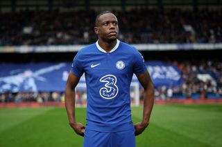 Denis Zakaria of Chelsea looks on prior to the Premier League match between Chelsea FC and Brighton & Hove Albion at Stamford Bridge on April 15, 2023 in London, England.