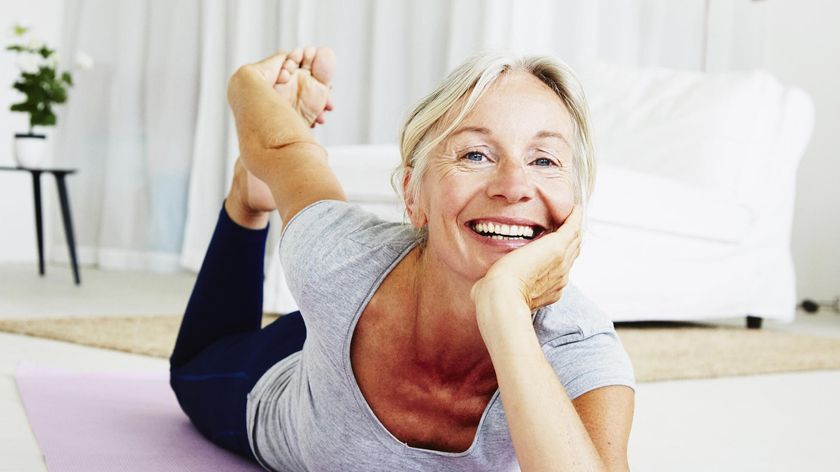 a woman doing yoga