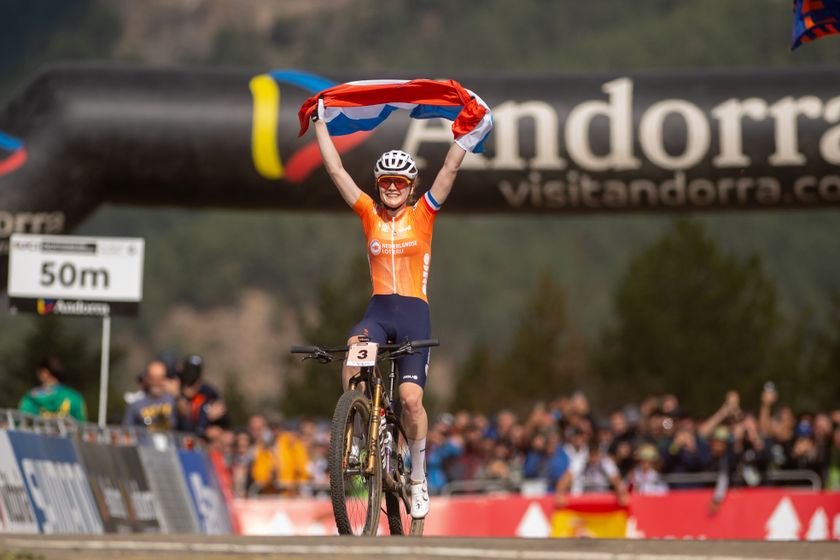 UCI Mountain Bike World Championships - Day 6, La Massana, Andorra - 01 Sep 2024Puck Pieterse of Nederland crosses the finish line in the UCI Mountain Bike World Championships Women in Pal Arinsal, Andorra, on September 1, 2024.By: Martin Silva Cosentino/NurPhoto/Shutterstock