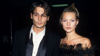 Kate Moss and Johnny Depp step out onto the red carpet 1995.
