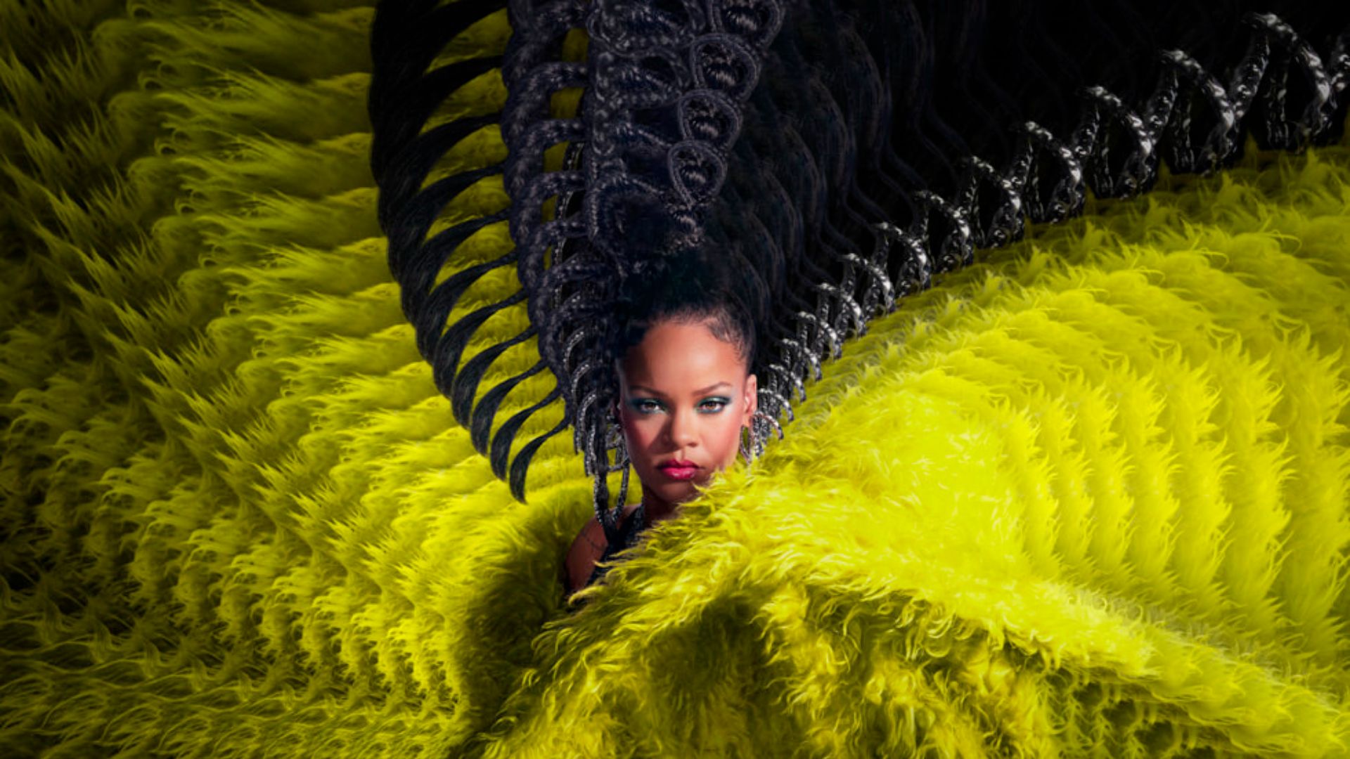 Apple Music Rihanna dalam gaun kuning besar