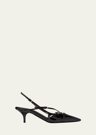 Patent Buckle-Trio Slingback Pumps