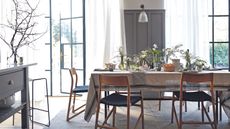 Dining room with larger windows and spring table decor
