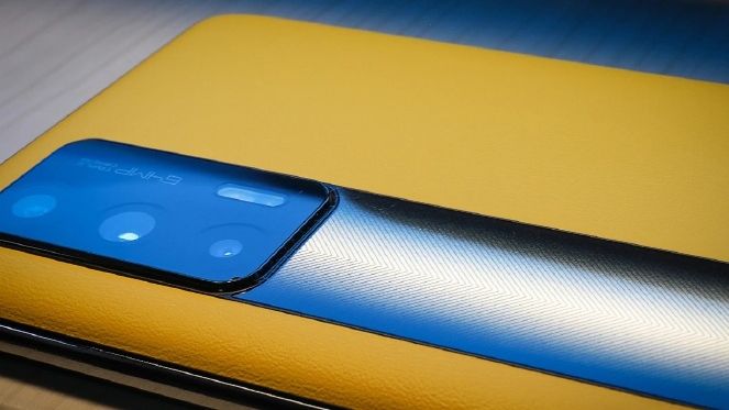 Realme GT with yellow leather back