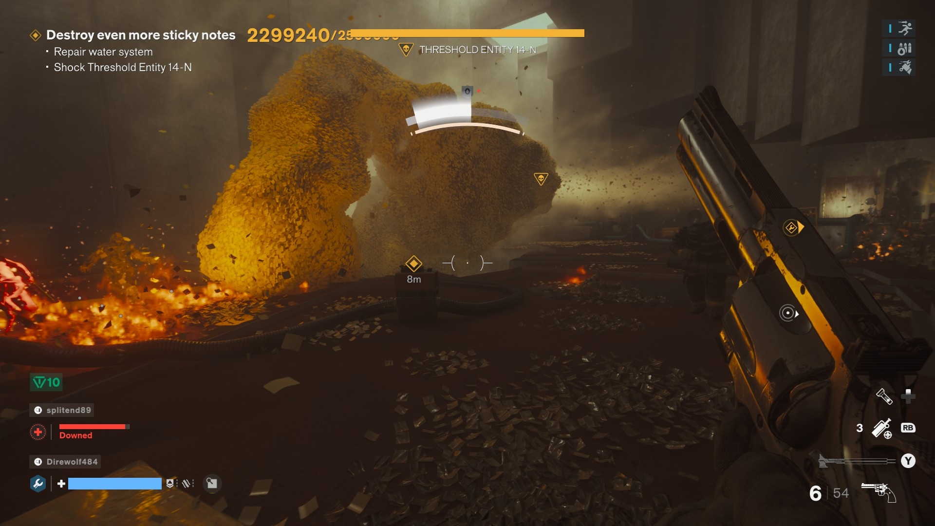 A giant boss made of sticky notes in FBC: Firebreak