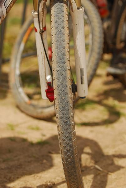 One of the many bike parts that suffered on the day.