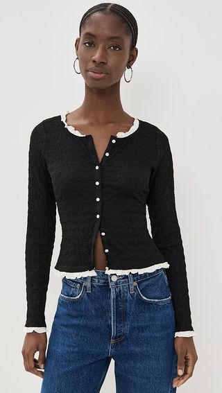 Free People Black Bird Cardi