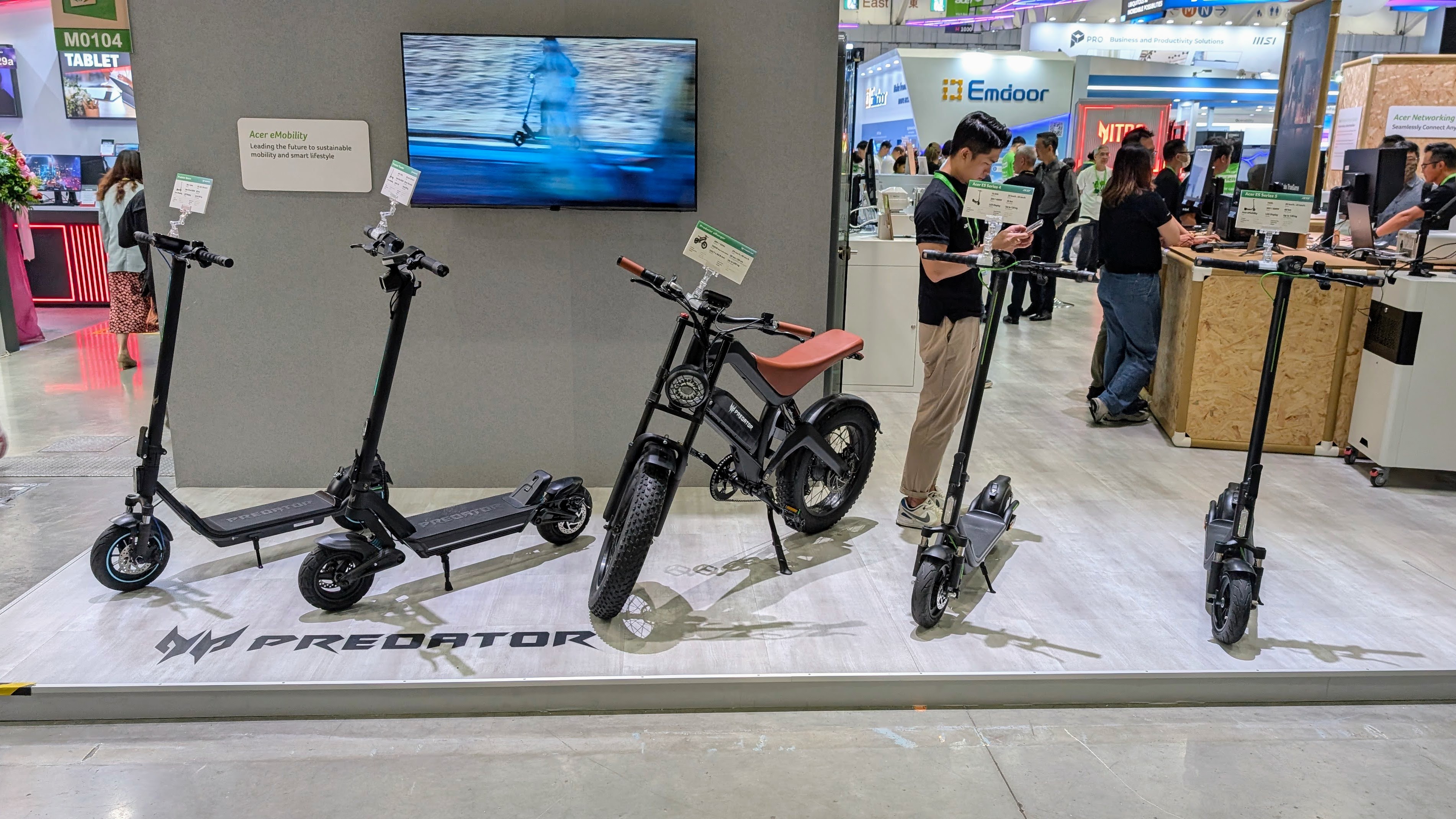 Acer's range of electric scooters and bikes on display at Computex 2025