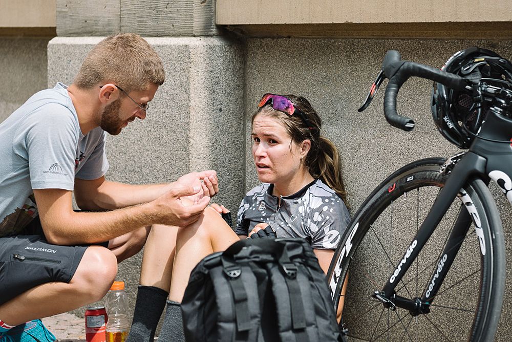 Karol-Ann Canuel (Velocio-SRAM) sits down after winning stage 7