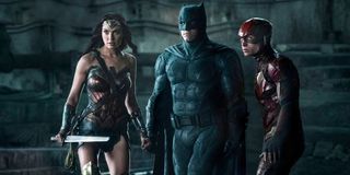 Gal Gadot as Wonder Woman, Ben Affleck as Batman and Ezra Miller as The Flash in Justice League (201