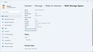 Disks & Volumes drive information