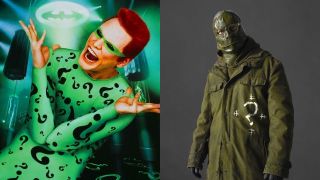 Jim Carrey and Paul Dano's versions of The Riddler side by side
