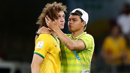 Thiago Silva and David Luiz of Brazil
