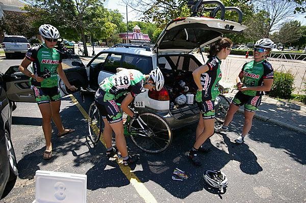 Team Kenda prepares for the start of stage five of the Nature Valley Grand Prix.