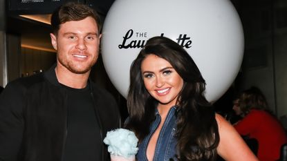 Matthew Sarsfield and Charlotte Dawson attends the Cocktails and Carbs event at The Laundrette on March 5, 2018 in Manchester, England.