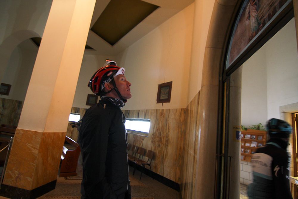Zak Dempster checks out some of the art in the Chruch of the Beatitude