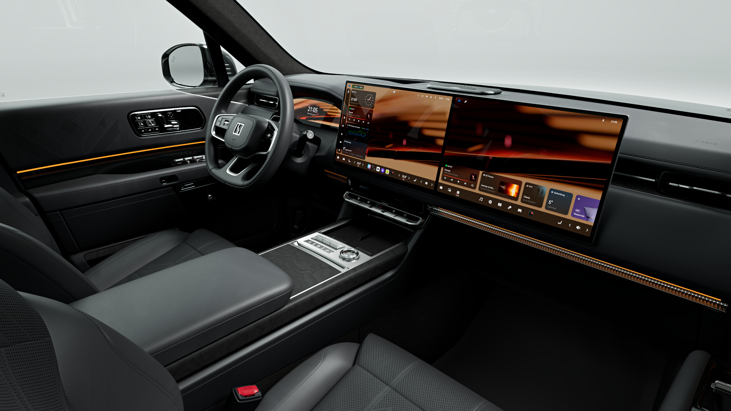 Zeekr 9X interior in Charcoal Black Nappa Leather