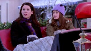 A screenshot of the Gilmore Girls Christmas episode, "The Bracebridge Dinner".