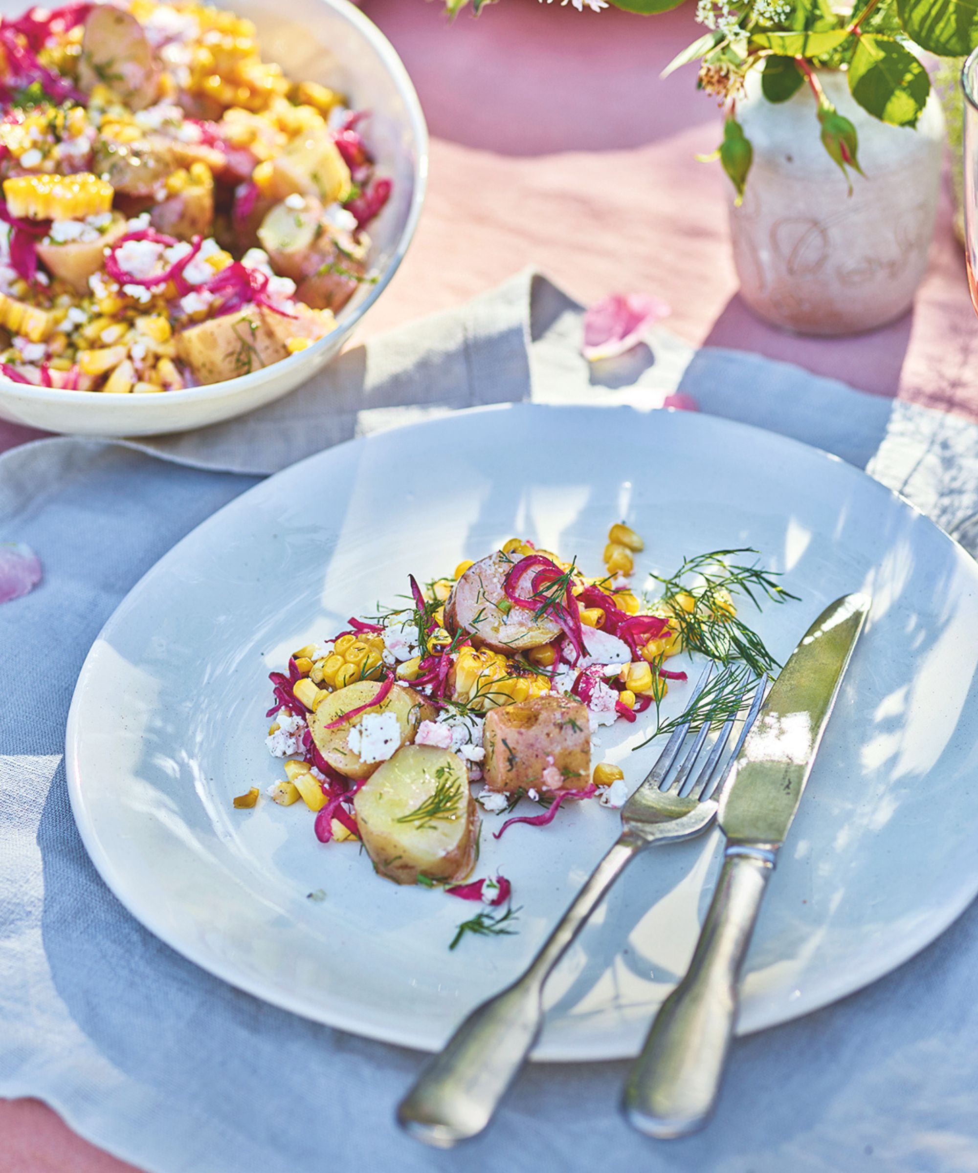 Charred corn, dill and new potato salad