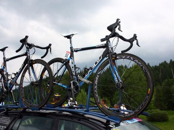 Tyler Farrar and his bike have now parted ways for the day but both still have work to do.
