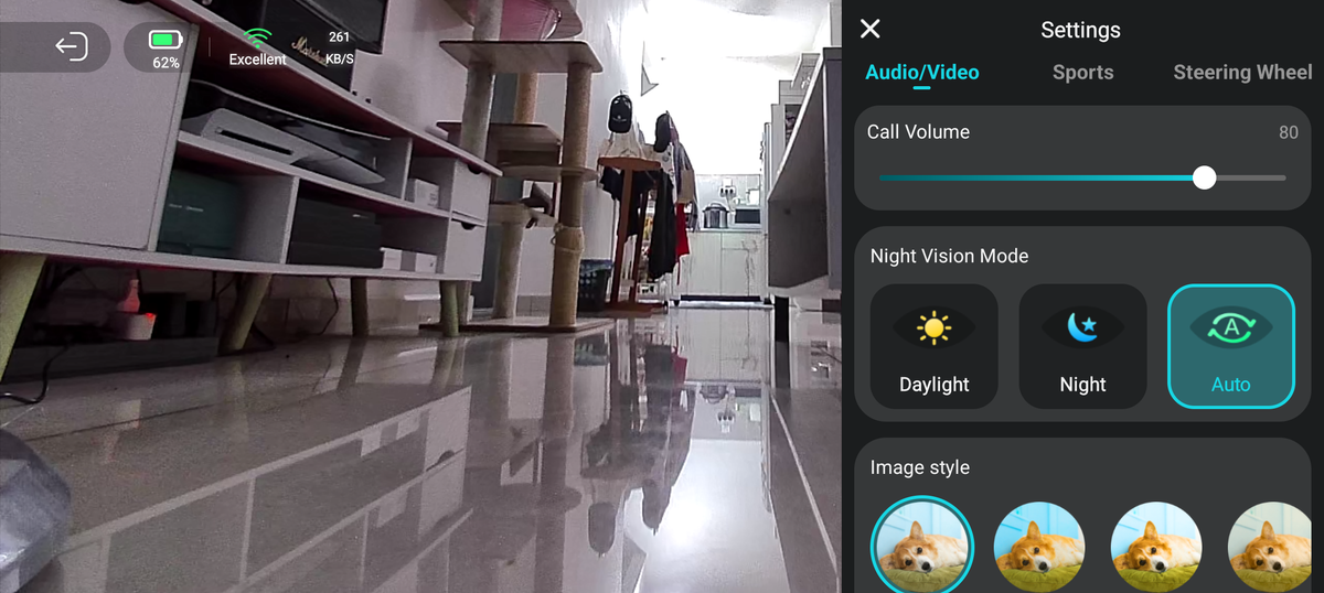Enabot EBO Max control mode view in the app