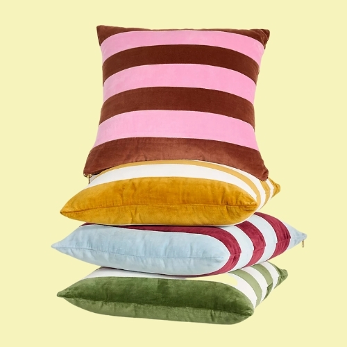 Anthropologie, Andie Striped Cotton Velvet Cushion