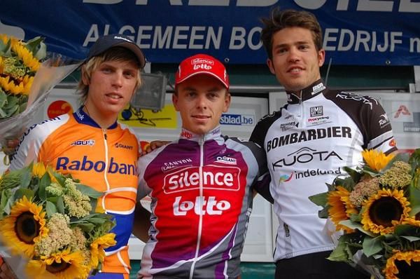 Kris Boeckmans flanked by Boy Van Poppel (Rabobank) and Andreas Stauff