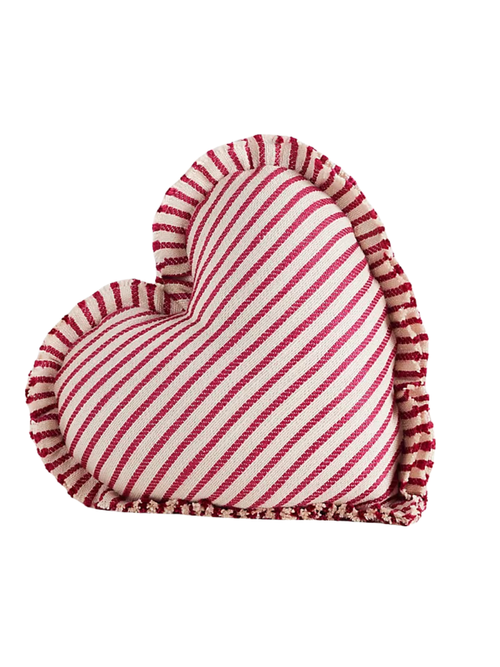 Luxe Linen Blend Stripe Heart Pillow