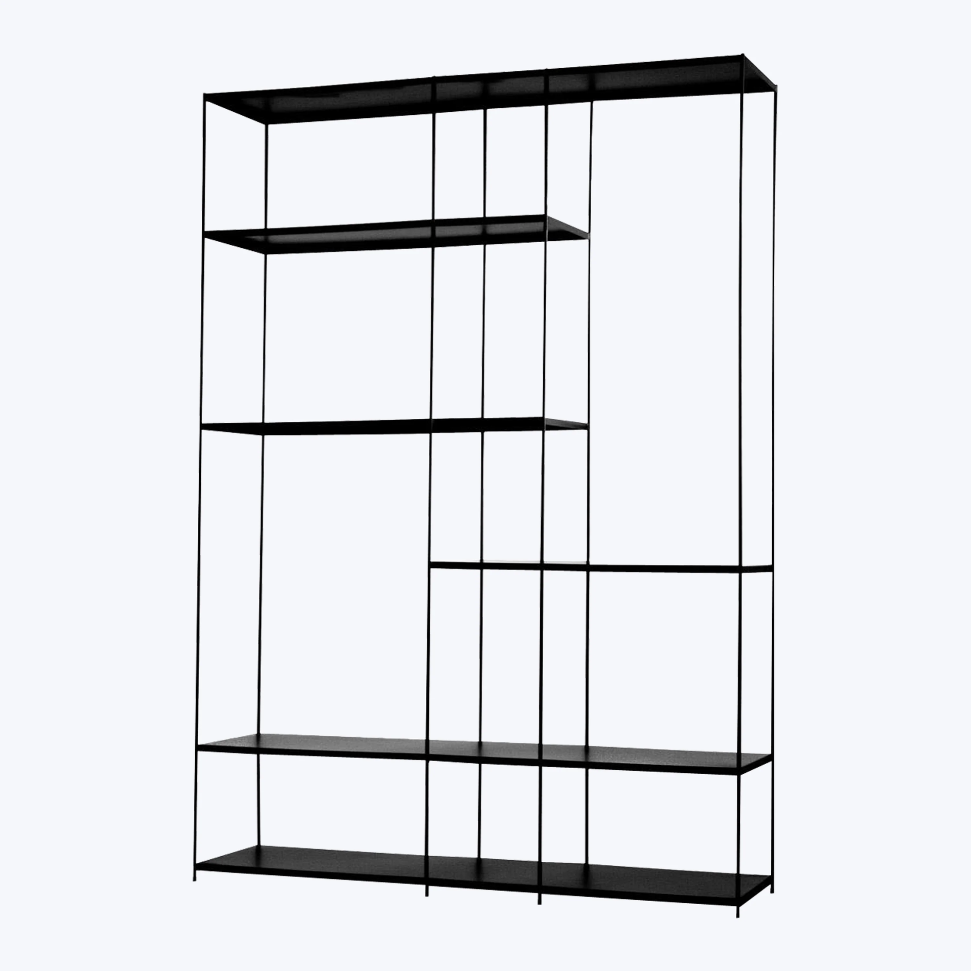 tall compartmental bookshelf
