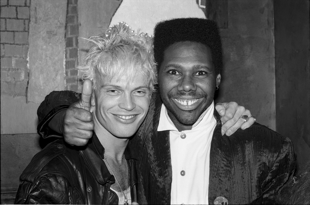 Billy Idol and Nile Rogers at The Limelight club in London in the 1980s