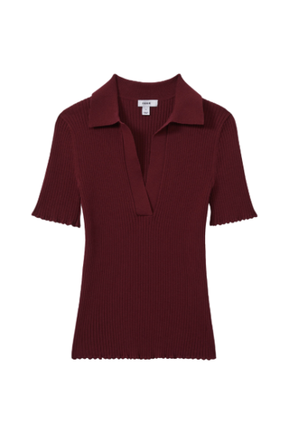 Reiss Lina Rib Cotton Blend Polo Sweater (Was $160) 