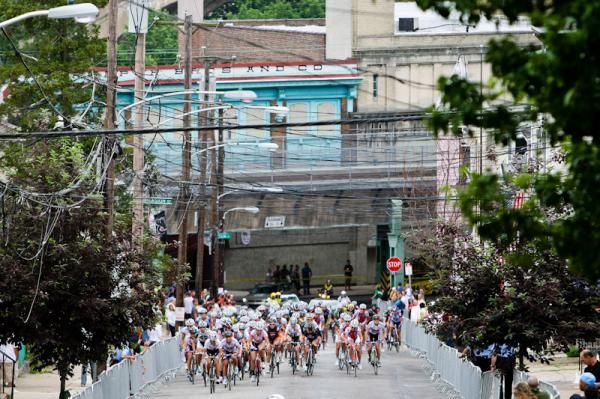 The women make their way up "the wall" for the last time.