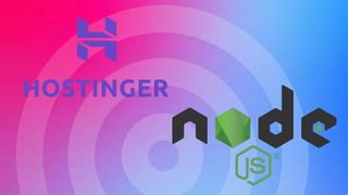 A TechRadar Pro background behind the Hostinger logo and the Node.js logo