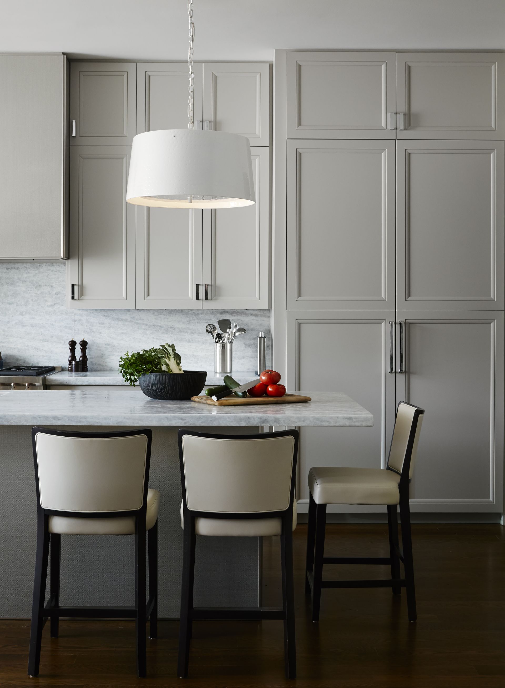 off-white kitchen with island