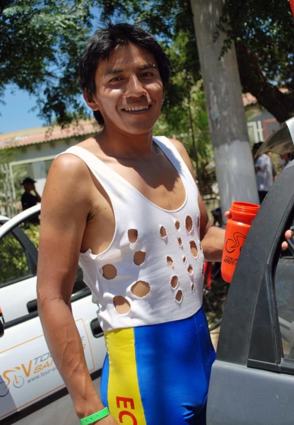 Riders took measures to help cool off during the excessively hot stage