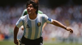 Diego Maradona of Argentina during the 1986 World Cup final